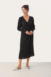 Part Two Black Pleated Wrap Dress (New)