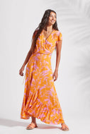 XIX*Palms X Tribal Maxi Wrap Dress In Pink & Orange (NWT)