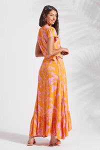 XIX*Palms X Tribal Maxi Wrap Dress In Pink & Orange (NWT)