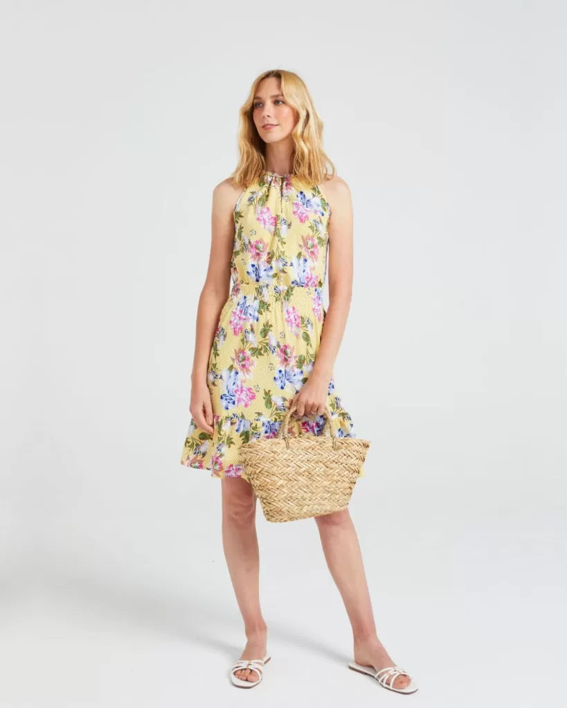 Angel Eye Halter Yellow Floral Dress (NWT)